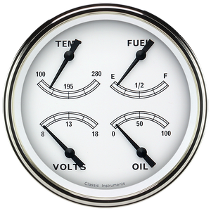 Classic Instruments CW78SLF Classic White 4 - 5/8" Quad fuel 0