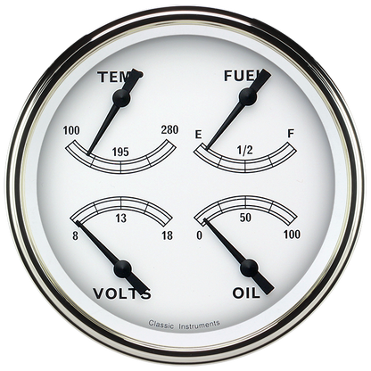 Classic Instruments CW78SLF Classic White 4 - 5/8" Quad fuel 0