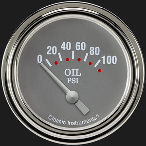 Classic Instruments SG281SLF Silver Gray 2 5/8" Oil Pressure Gauge