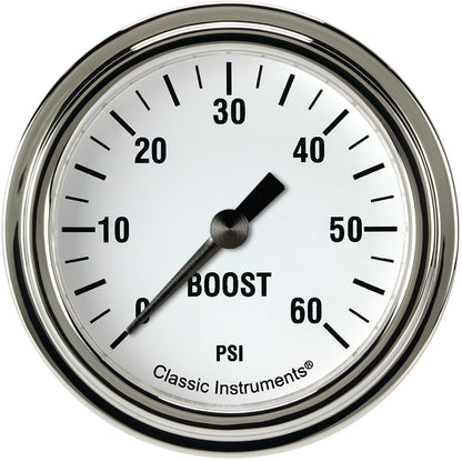 Classic Instruments WH343SLF White Hot 2 5/8" Boost Gauge, 60 psi
