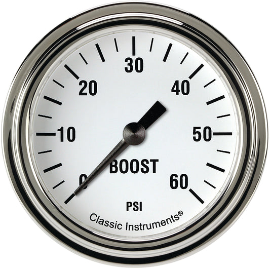Classic Instruments WH343SLF White Hot 2 5/8" Boost Gauge, 60 psi