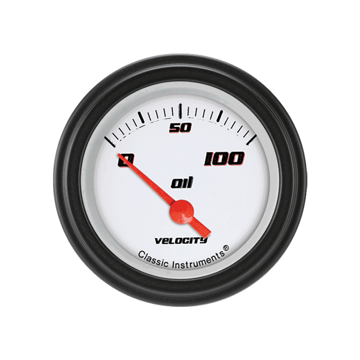 Classic Instruments VS81WBLF Velocity White - Oil Pressure Gauge 2-1/8"