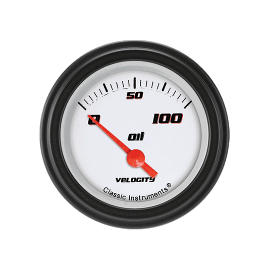 Classic Instruments VS81WBLF Velocity White - Oil Pressure Gauge 2-1/8"