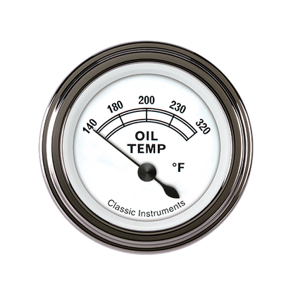 Classic Instruments CW28SLF Classic White - Oil Temp Gauge 2-1/6"