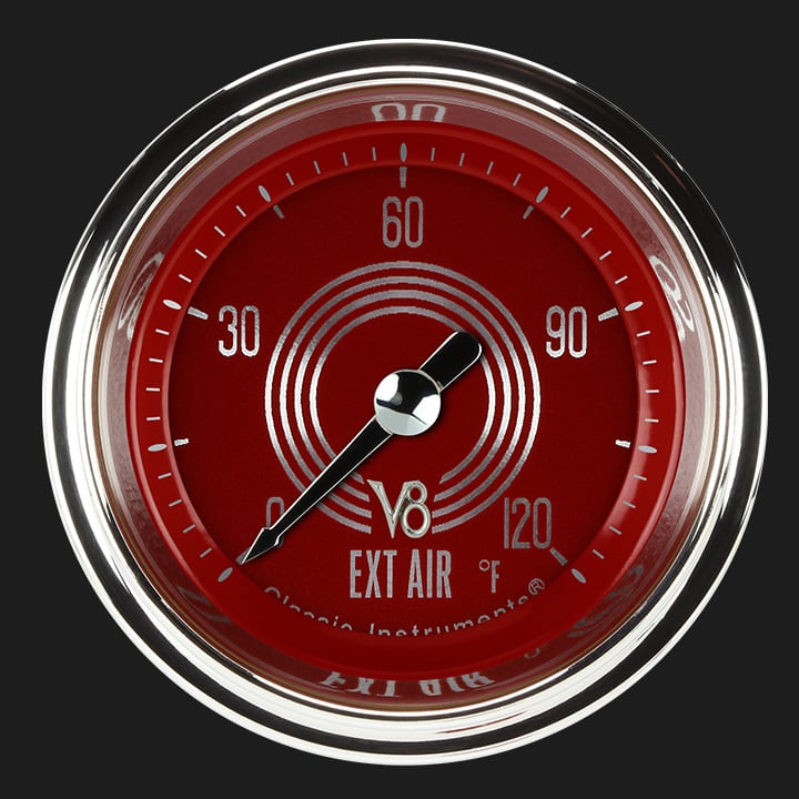 Classic Instruments V8RS199SHC V8 Red Steelie 2 1/8" Outside Air Temp. Gauge