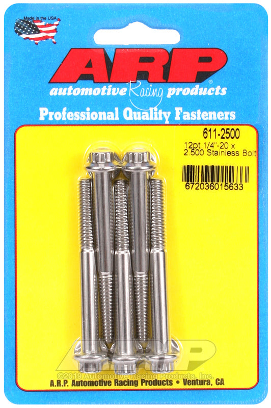 ARP 611-2500 1/4-20 X 2.500 12PT SS Bolts