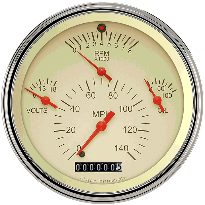 Classic Instruments TE40TSLF Tetra Series, Tan Combination Gauge