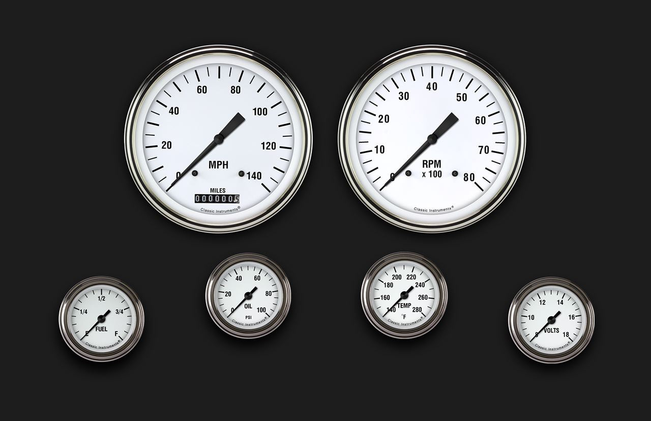 Classic Instruments WH151SLF White Hot Six Gauge Set 151