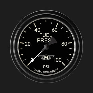 Classic Instruments MA346BLF Moal Bomber 2 5/8" Fuel Pressure Gauge, 100 psi