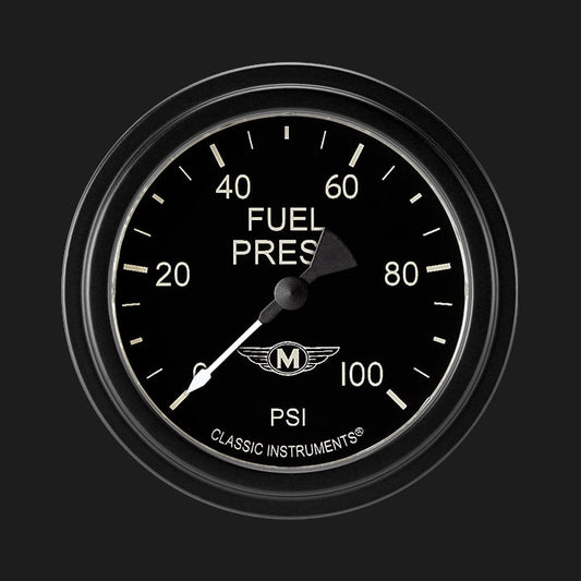 Classic Instruments MA346BLF Moal Bomber 2 5/8" Fuel Pressure Gauge, 100 psi