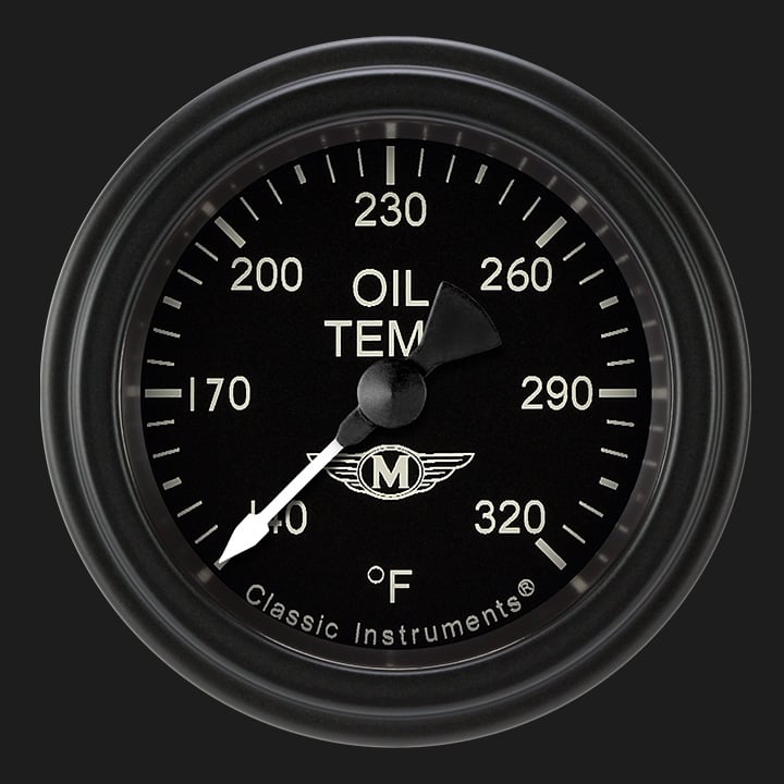 Classic Instruments MA128BLF Moal Bomber - Oil Temp Gauge Full Sweep 2-1/8"
