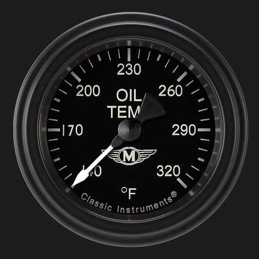 Classic Instruments MA128BLF Moal Bomber - Oil Temp Gauge Full Sweep 2-1/8"