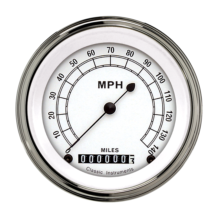 Classic Instruments CW55SLF Classic White 3-3/8" Speedometer 140 MPH