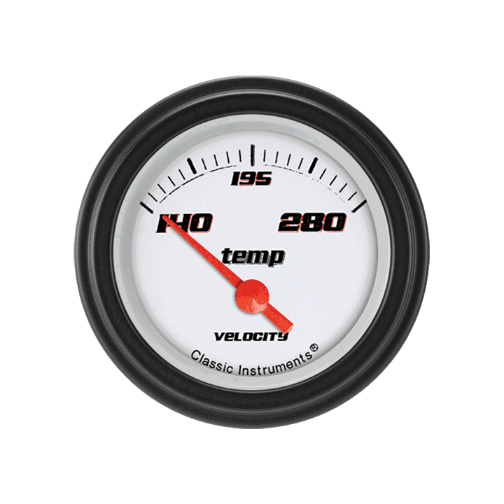 Classic Instruments VS26WBLF Velocity White - Water Temp Gauge 2-1/6"