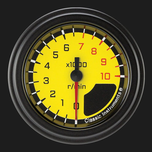 Classic Instruments AX183YBLF Autocross Yellow w/ Black Bezel 2-1/8" Tachomet
