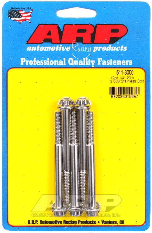 ARP 611-3000 1/4-20 X 3.000 12PT SS Bolts