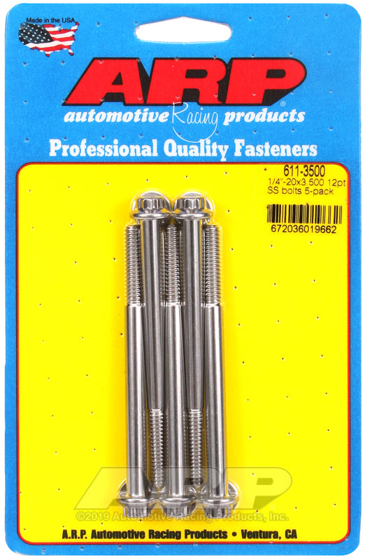 ARP 611-3500 1/4-20 X 3.500 12PT SS Bolts