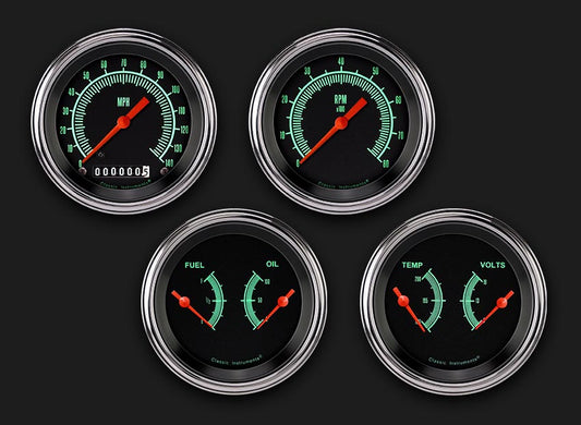Classic Instruments GS05SLF G-Stock - 4 Gauge Set 3-3/8" Speedo, Tacho & 2x Dual