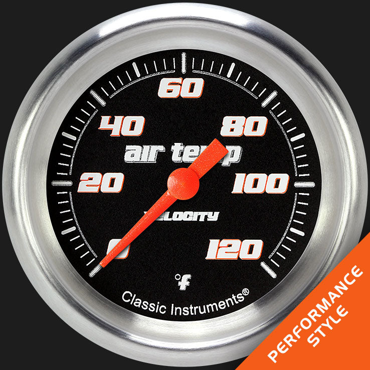 Classic Instruments VS399BAPF Velocity Black 2 5/8" Outside Air Temp. Gauge