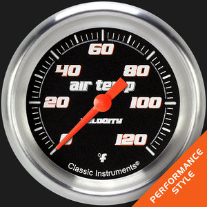 Classic Instruments VS399BAPF Velocity Black 2 5/8" Outside Air Temp. Gauge