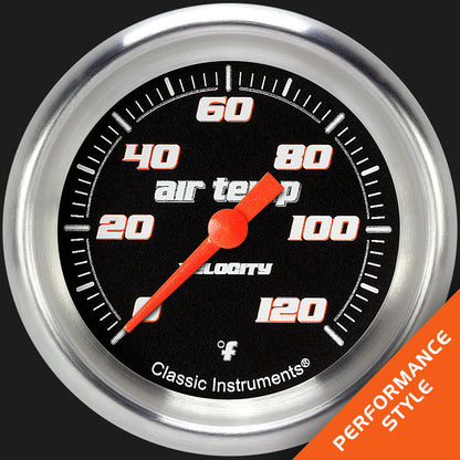 Classic Instruments VS399BAPF Velocity Black 2 5/8" Outside Air Temp. Gauge
