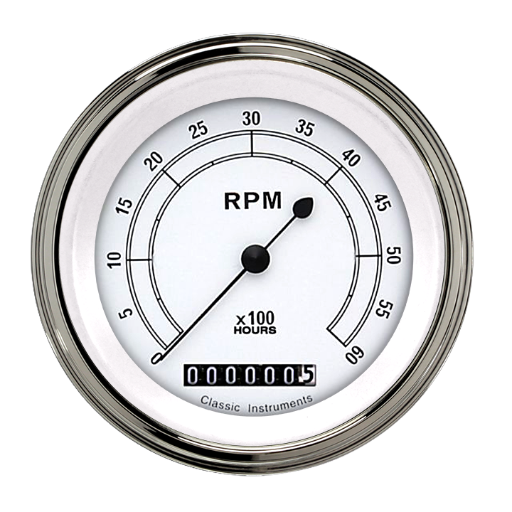 Classic Instruments CW60HSLF Classic White - Tachometer 6K RPM 3-3/8"