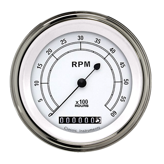 Classic Instruments CW60HSLF Classic White - Tachometer 6K RPM 3-3/8"