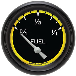 Classic Instruments AX214YBLF Autocross Yellow 2 5/8" Fuel Gauge, 0-30 ohm