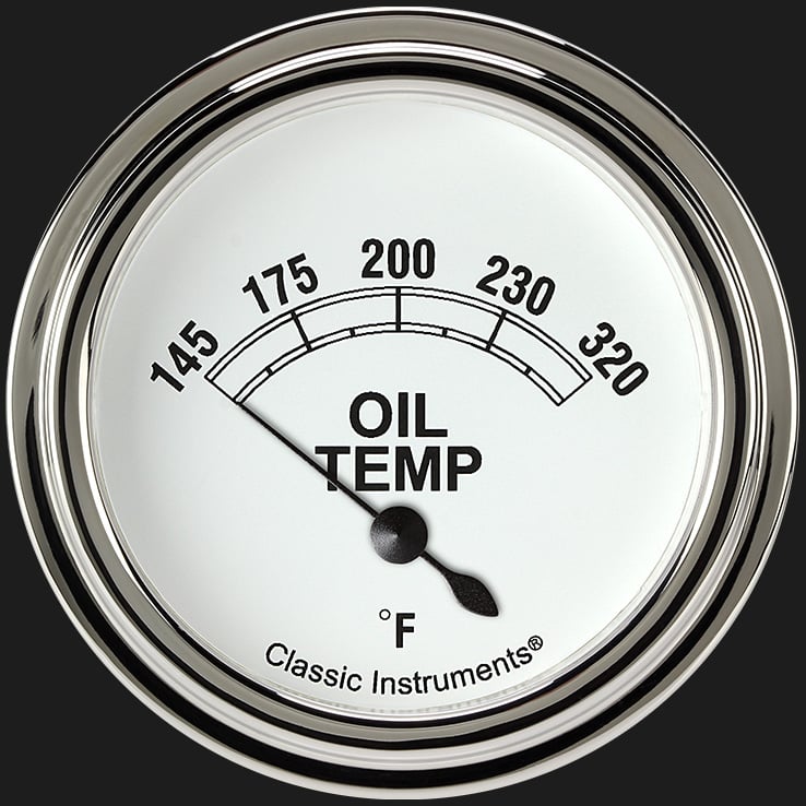 Classic Instruments CW228SLF Classic White 2 5/8" Oil Temperature Gauge