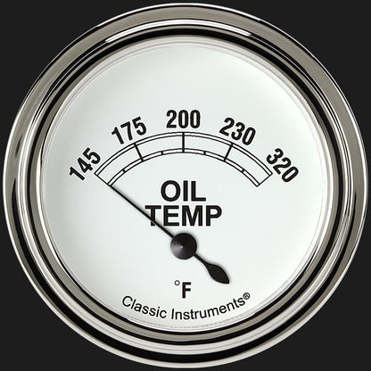 Classic Instruments CW228SLF Classic White 2 5/8" Oil Temperature Gauge