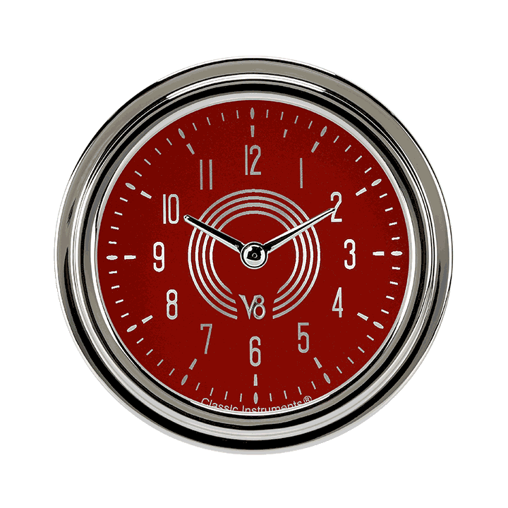Classic Instruments V8RS92SLC V8 Red Steelie 2 5/8" Clock