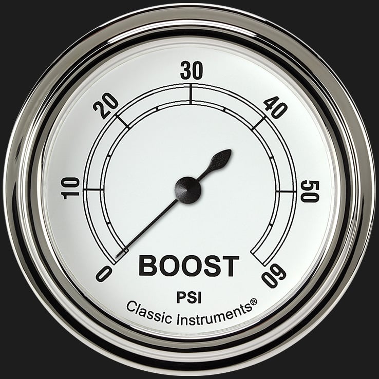 Classic Instruments CW343SLF Classic White 2 5/8" Boost Gauge, 60 psi