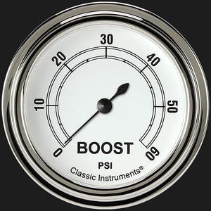 Classic Instruments CW343SLF Classic White 2 5/8" Boost Gauge, 60 psi