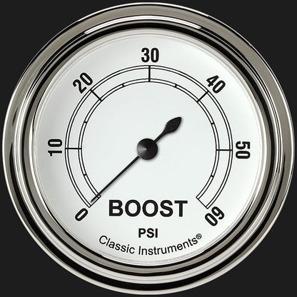 Classic Instruments CW343SLF Classic White 2 5/8" Boost Gauge, 60 psi