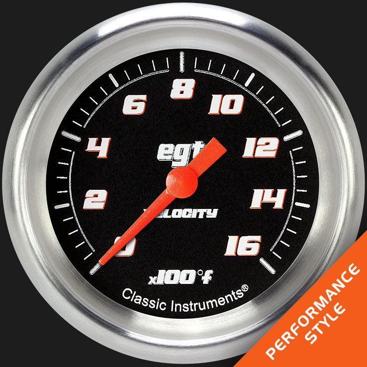 Classic Instruments VS398BAPF Velocity Black 2 5/8" Exhaust Gas Temp. Gauge