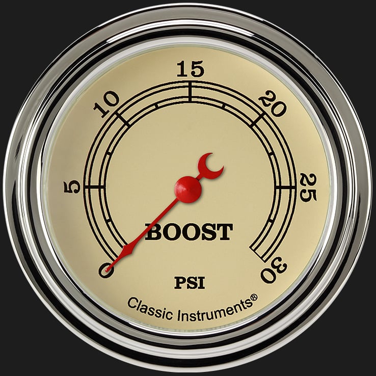 Classic Instruments VT342SLF Vintage 2 5/8" Boost Gauge, 30 psi