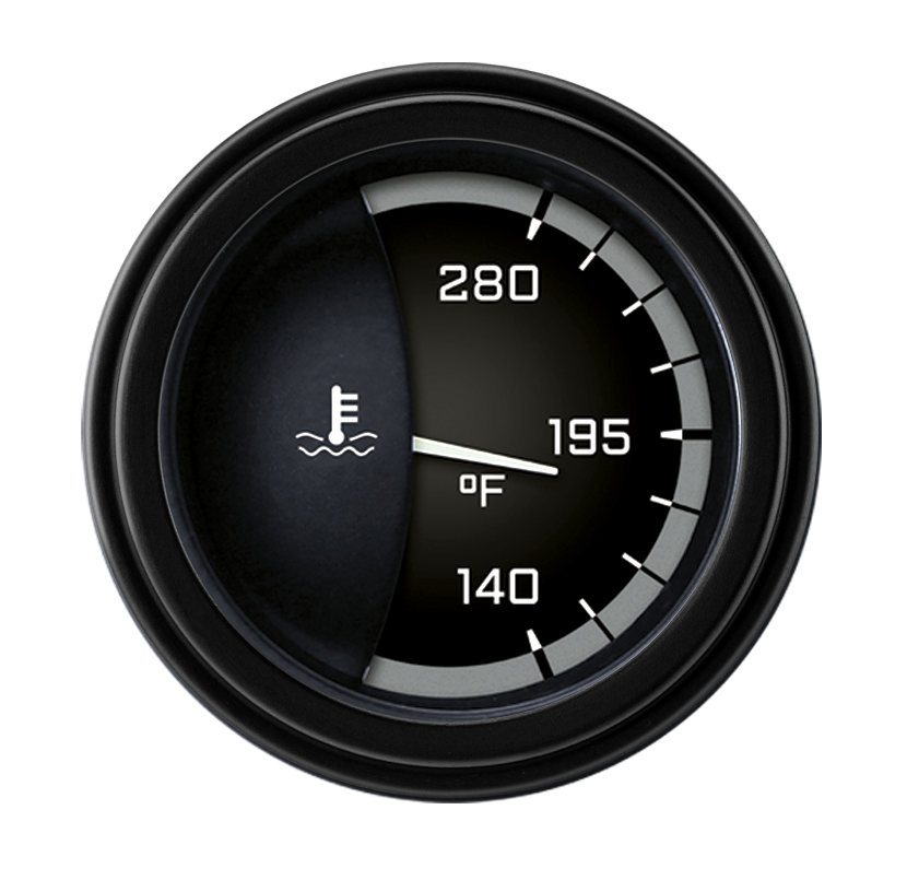 Classic Instruments AX26GBLF Autocross Grey - Water Temp Gauge 2-1/6"