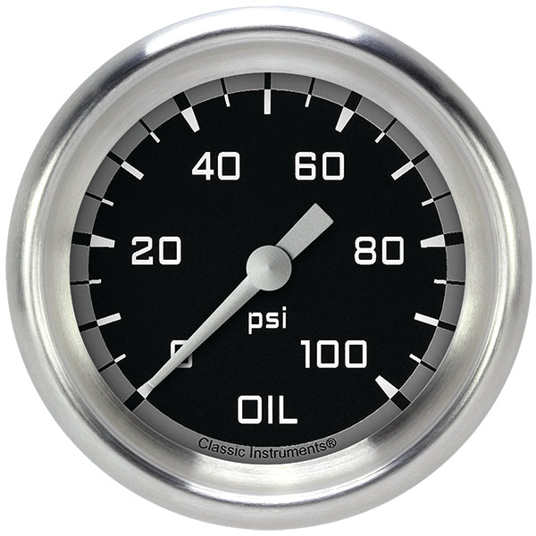 Classic Instruments AX381GAPF Autocross Gray 2 5/8" Oil Pressure Gauge