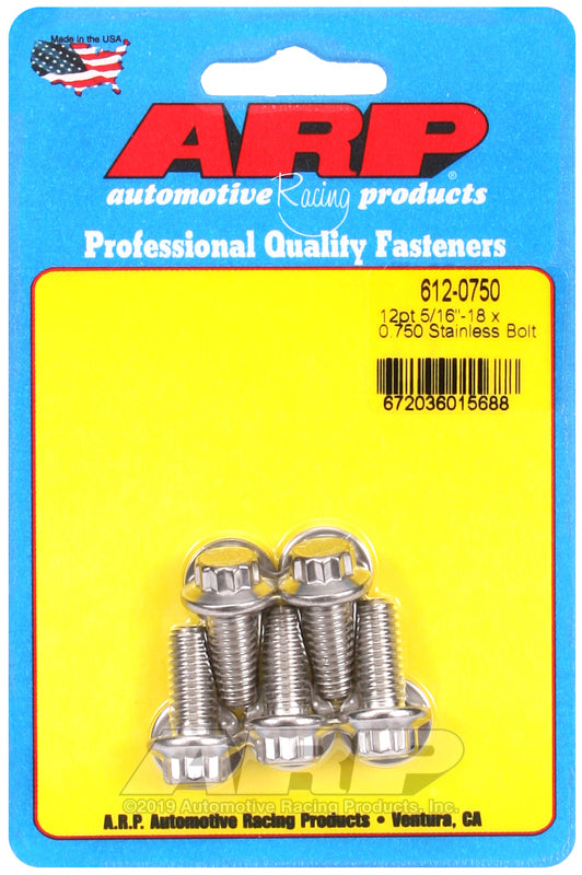 ARP 612-0750 5/16-18 X 0.750 12PT SS Bolts