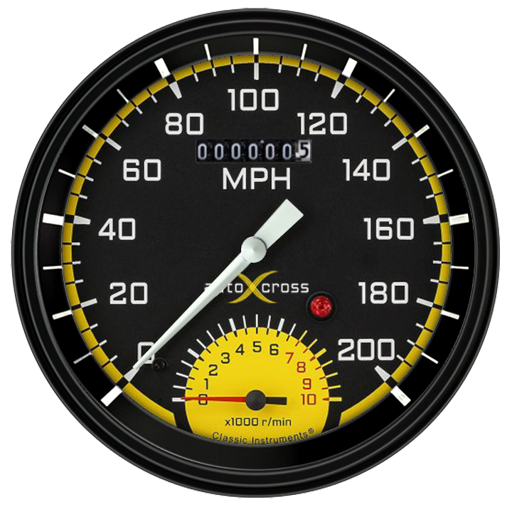 Classic Instruments AX50YBLF Autocross Yellow w/ Black Bezel 4 - 5/8" Speedtach