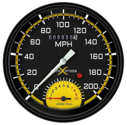 Classic Instruments AX50YBLF Autocross Yellow w/ Black Bezel 4 - 5/8" Speedtach