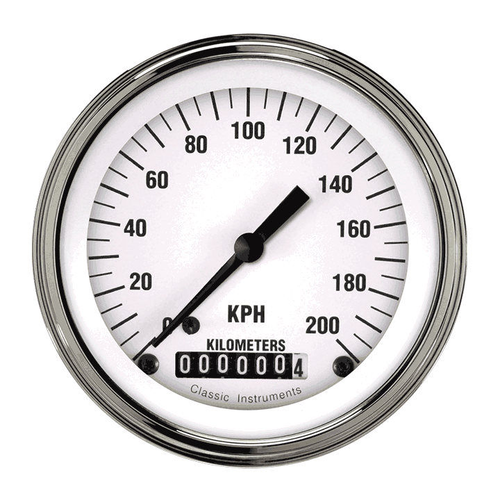 Classic Instruments WH59SLF White Hot - Speedometer Gauge 3-3/8" (stock KPH)