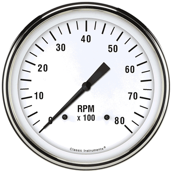 Classic Instruments WH71SLF White Hot - Tachometer 8K RPM 4-5/8"