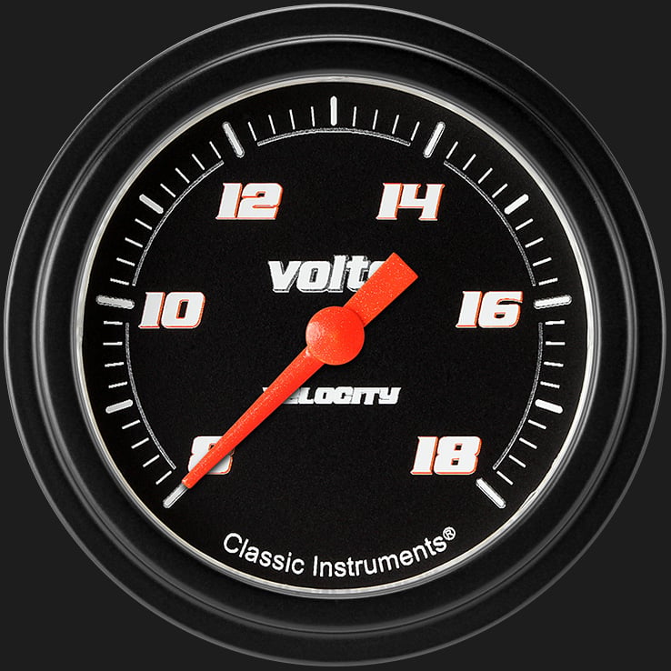 Classic Instruments VS330BBLF Velocity Black2 5/8" Voltage Gauge