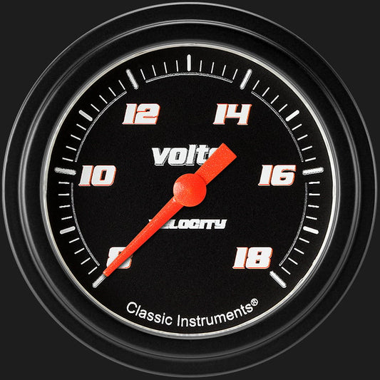 Classic Instruments VS330BBLF Velocity Black2 5/8" Voltage Gauge
