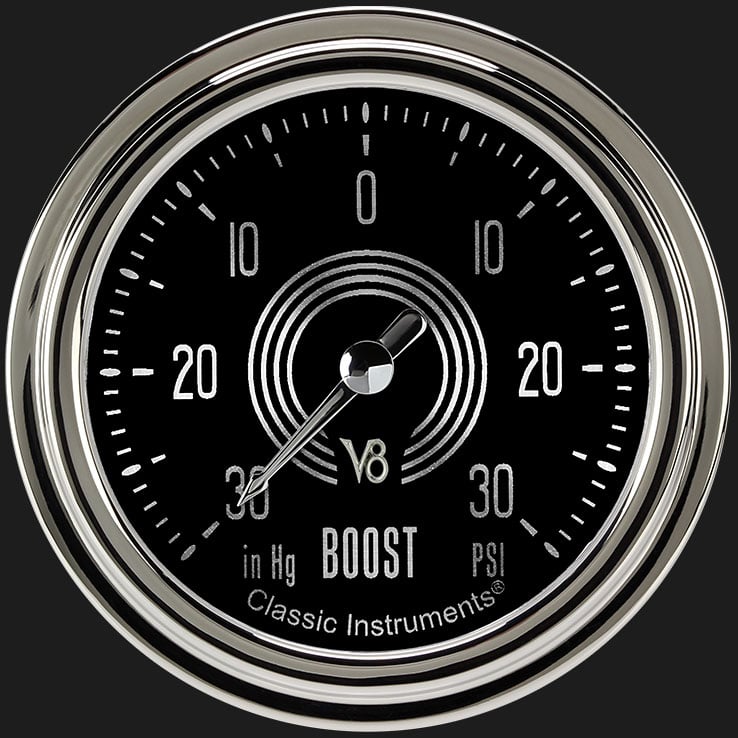 Classic Instruments V8SR341SLC V8 Speedster 2 5/8" Boost/Vac Gauge