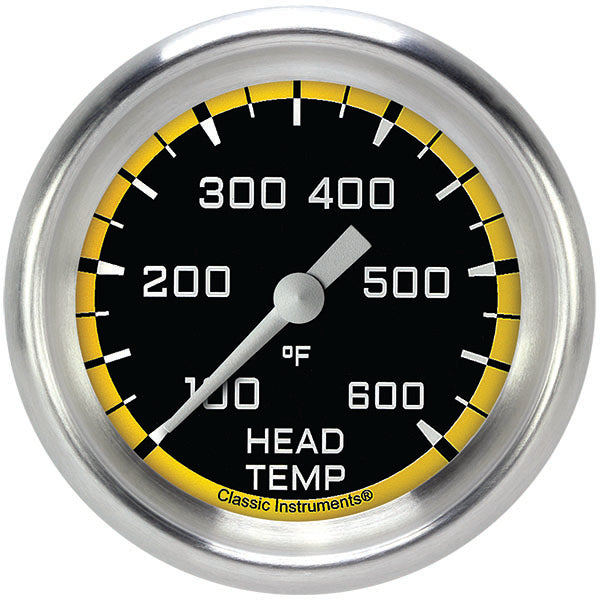 Classic Instruments AX397YAPF Autocross Yellow 2 5/8" Cylinder Head Temp. Gauge