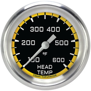Classic Instruments AX397YAPF Autocross Yellow 2 5/8" Cylinder Head Temp. Gauge