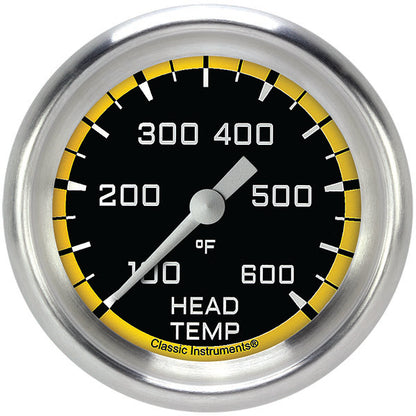 Classic Instruments AX397YAPF Autocross Yellow 2 5/8" Cylinder Head Temp. Gauge