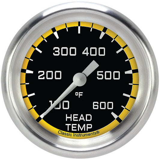 Classic Instruments AX397YAPF Autocross Yellow 2 5/8" Cylinder Head Temp. Gauge